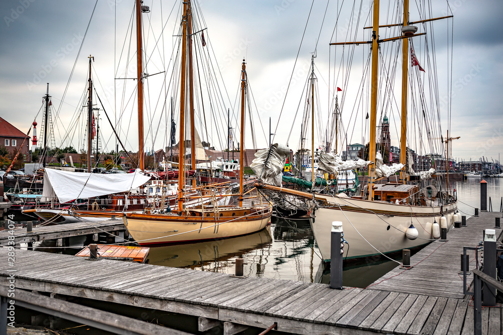 Old Harbor Of Wismar With Boats, Mecklenburg-Vorpommern, Germany, Wismar