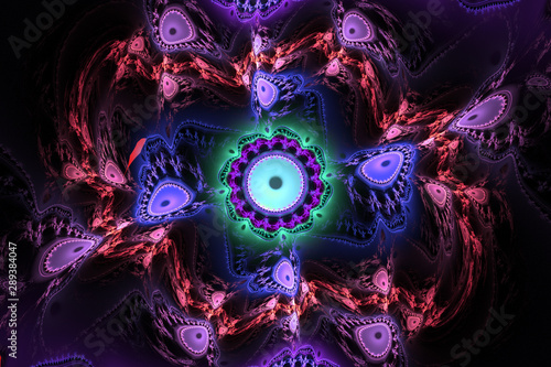 Quadro su tela Beaufiful fractal hd wallpaper background logo blue shapes geometric pattern music waves explosion universe yolo