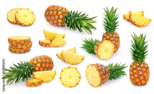 Fotografiet Fresh pineapple on white background