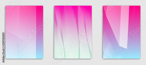 Art linear vector minimalistic trendy brochure designs set, cover templates, geometric halftone gradient. For Banners, Placards, Posters, Flyers. Perfect and unlike, pattern texture.