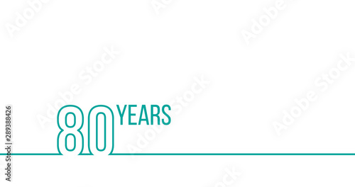 80 years anniversary or birthday. Linear outline graphics. Can be used for printing materials, brouchures, covers, reports. Stock Vector illustration isolated on white background
