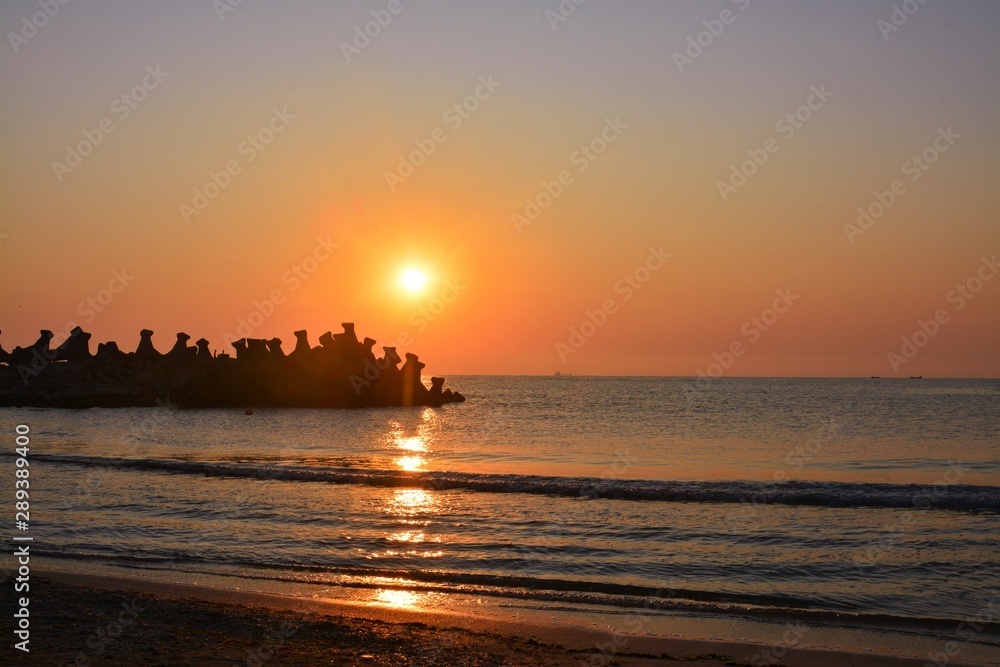 sunrise on the beach in Mangalia
