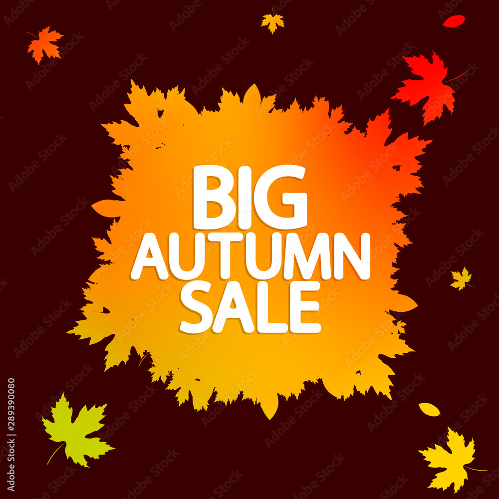 Big Autumn Sale, poster design template, Fall offer, great deal, mega season discount banner, vector illustration Big Autumn Sale, poster design template, Fall offer, great deal, mega season discount banner, vector illustration