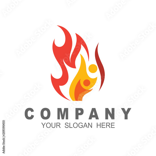 people fire logo , family logo and fire design illustration
