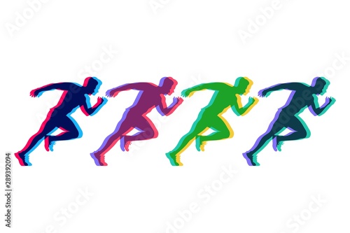 Run club logo, abstract running man silhouette, label for sports club, sport tournament, competition, marathon and healthy lifestyle vector illustration