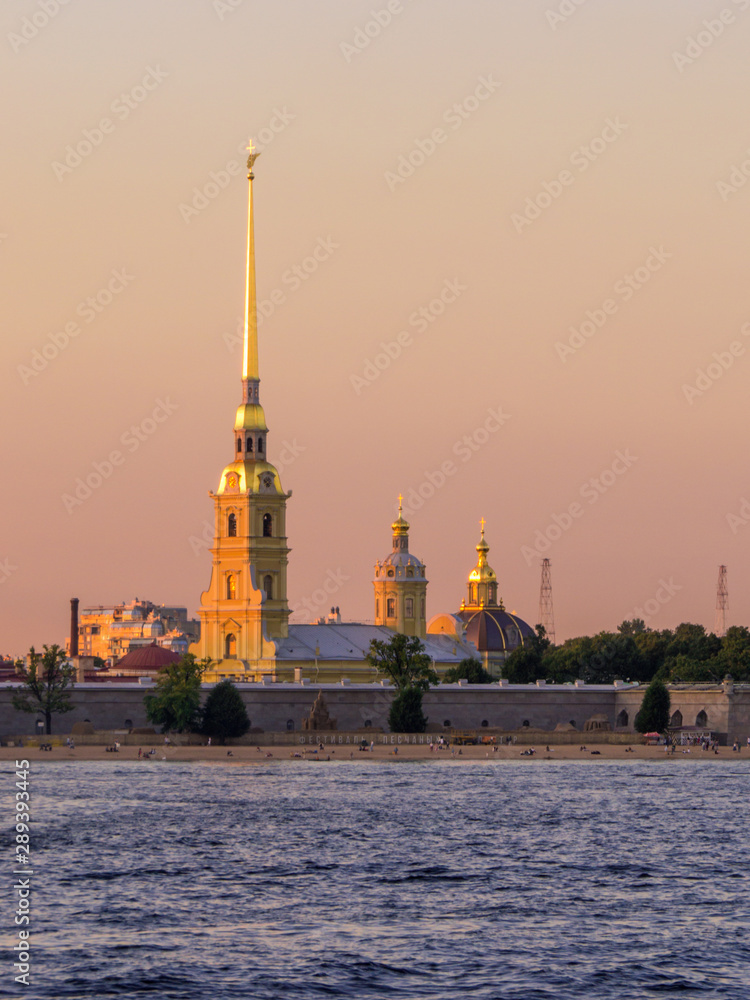 Peter and Paul Fortress. View from the Neva River. In St. Petersburg, Russia Peter and Paul Fortress. View from the Neva River. In St. Petersburg, Russia