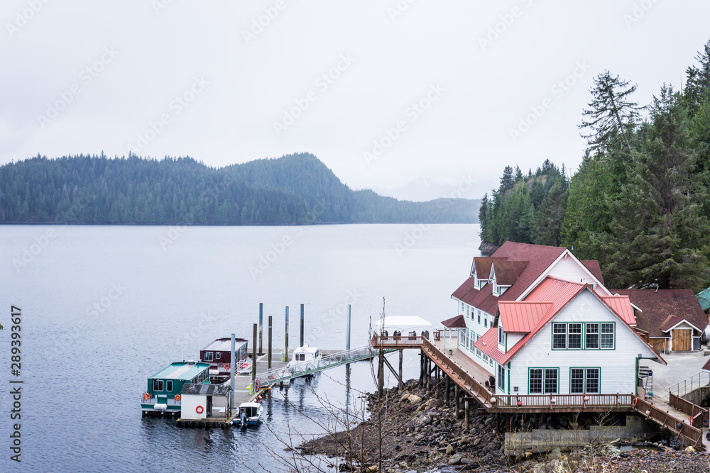 Fototapeta premium Waterside property with private dock, Alaska