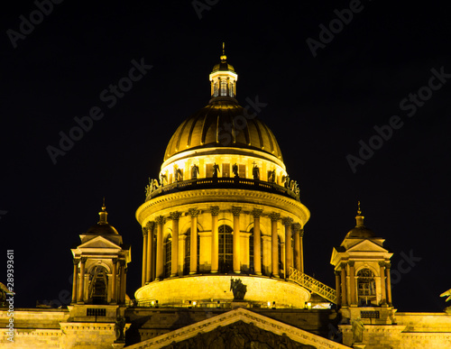 St. Isaac Cathedral by night. In Saint Petersburg, Russia