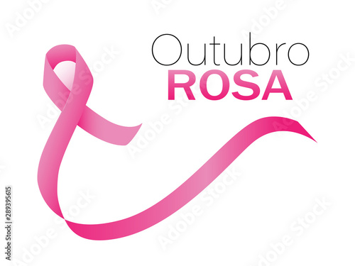 Pink October in Portuguese language. Breast cancer awareness month vector.