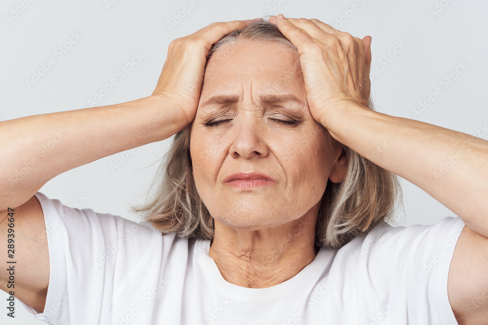woman with headache isolated on white woman with headache isolated on white