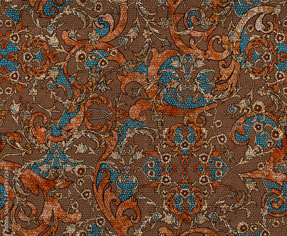 Baroque with mosaic classic pattern. Seamless background.