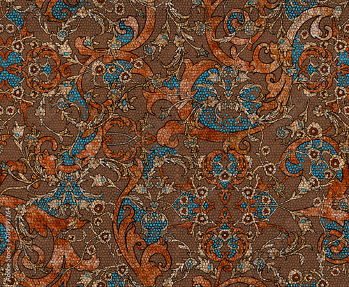 Baroque with mosaic classic pattern. Seamless background.