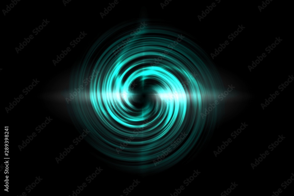 Glowing spiral tunnel with light green fog on black background Glowing spiral tunnel with light green fog on black background