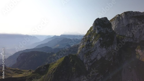 Swiss mountain chain le Grammont in Vaud during summer cinematic drone 4k photo