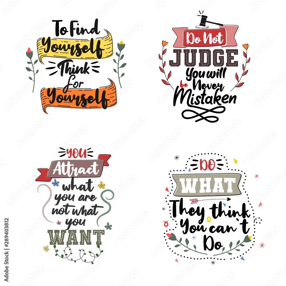 Set of typography motivational quotes. Quote Lettering. Vector lettering for t-shirt design, printing, postcardQuote Typography. Vector lettering for t-shirt design, printing, postcard, and wallpaper.