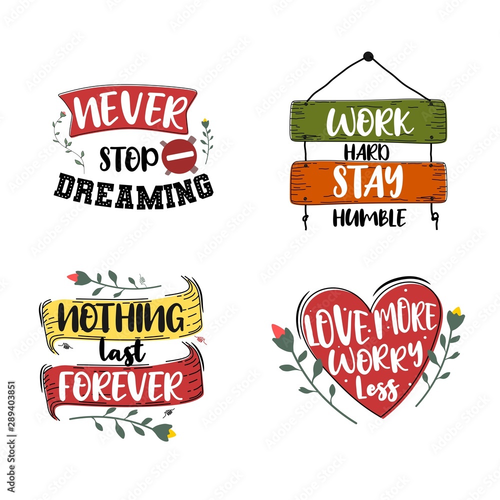 Set of typography motivational quotes. Quote Lettering. Vector lettering for t-shirt design, printing, postcard, and wallpaper. poster. Set of typography motivational quotes. Quote Lettering. Vector lettering for t-shirt design, printing, postcard, and wallpaper. poster.
