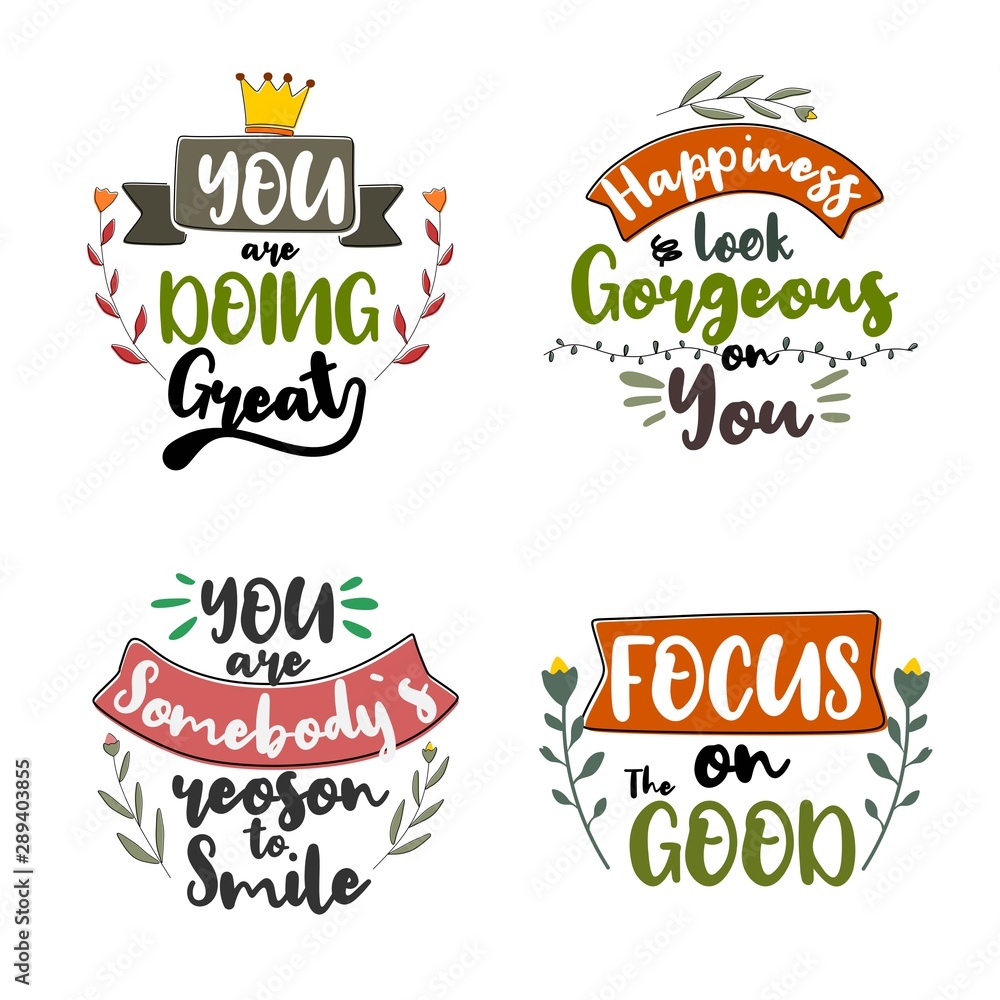 Set of typography motivational quotes. Quote Lettering. Vector lettering for t-shirt design, printing, postcard, and wallpaper. poster.