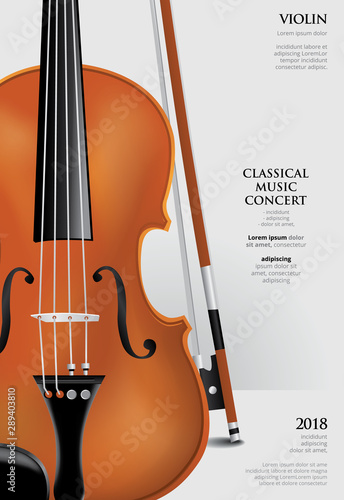 Принти на полотні The Classical Music Concept Poster Violin Vector Illustration