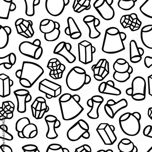 Hand drawn seamless pattern  cups . Vector illustration. EPS 10