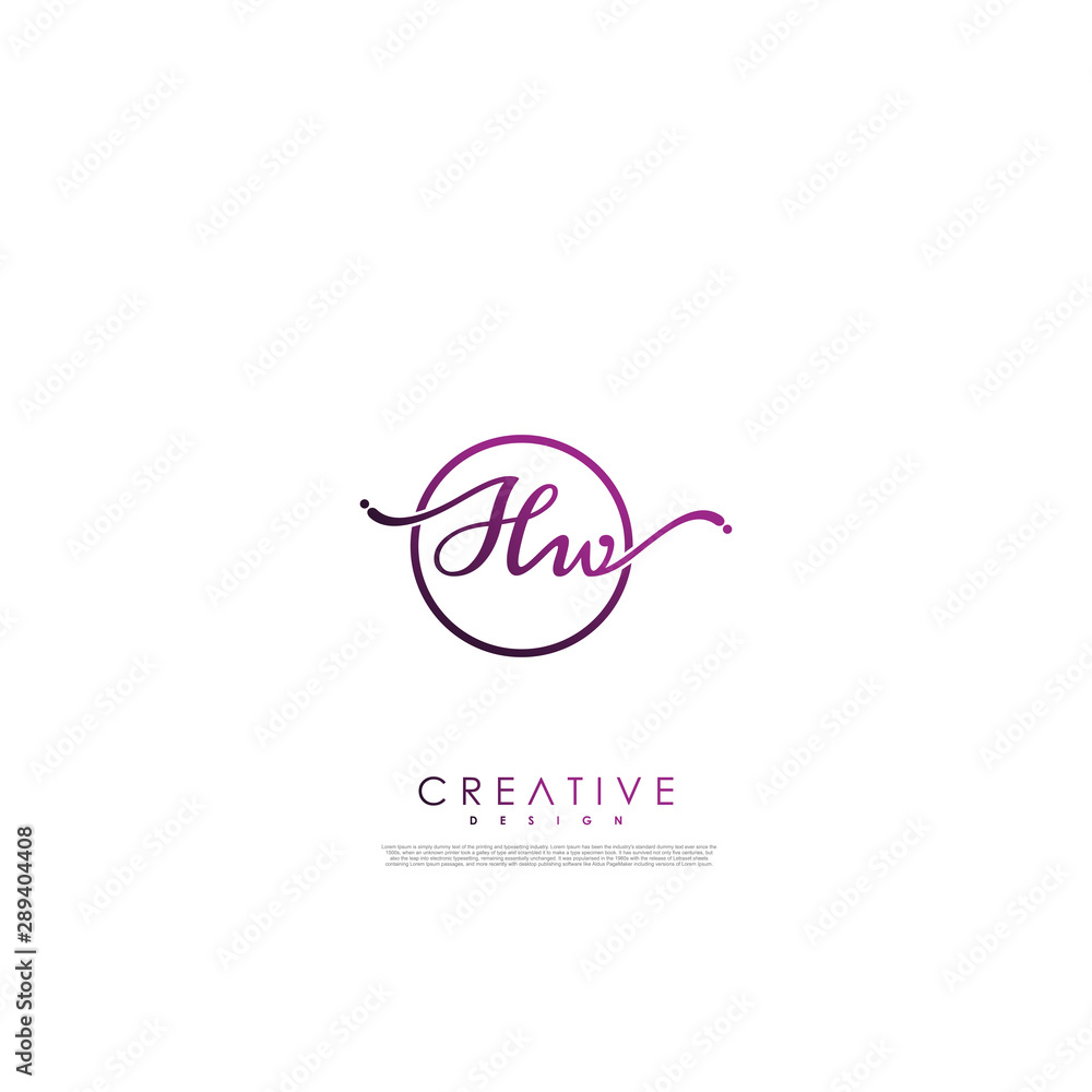 HW letter initial handwriting logo template. HW letter initial handwriting logo template.