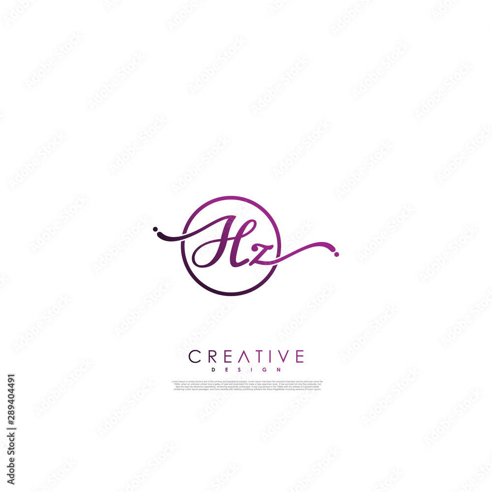 HZ letter initial handwriting logo template. HZ letter initial handwriting logo template.