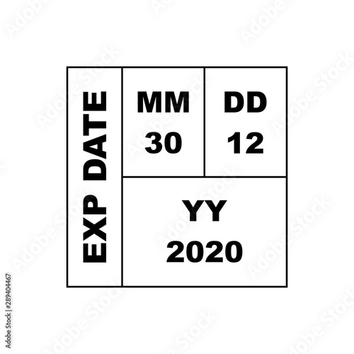 Expiration date product label, packaging symbol illustration template.