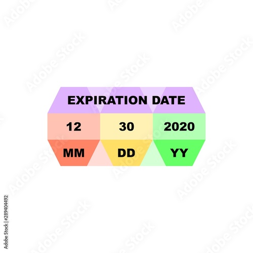 Expiration date product label, packaging symbol illustration template.