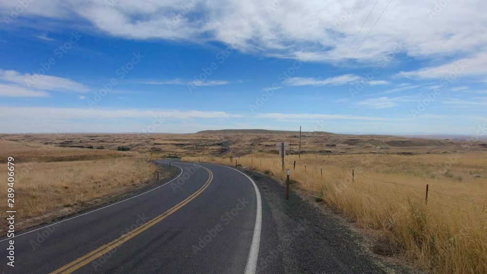 View of Highway that runs through the Scablands in Eastern Washington State View of Highway that runs through the Scablands in Eastern Washington State