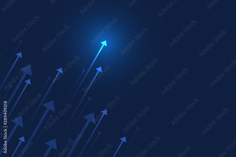 Light arrow up on dark blue background illustration, business growth concept. Light arrow up on dark blue background illustration, business growth concept.