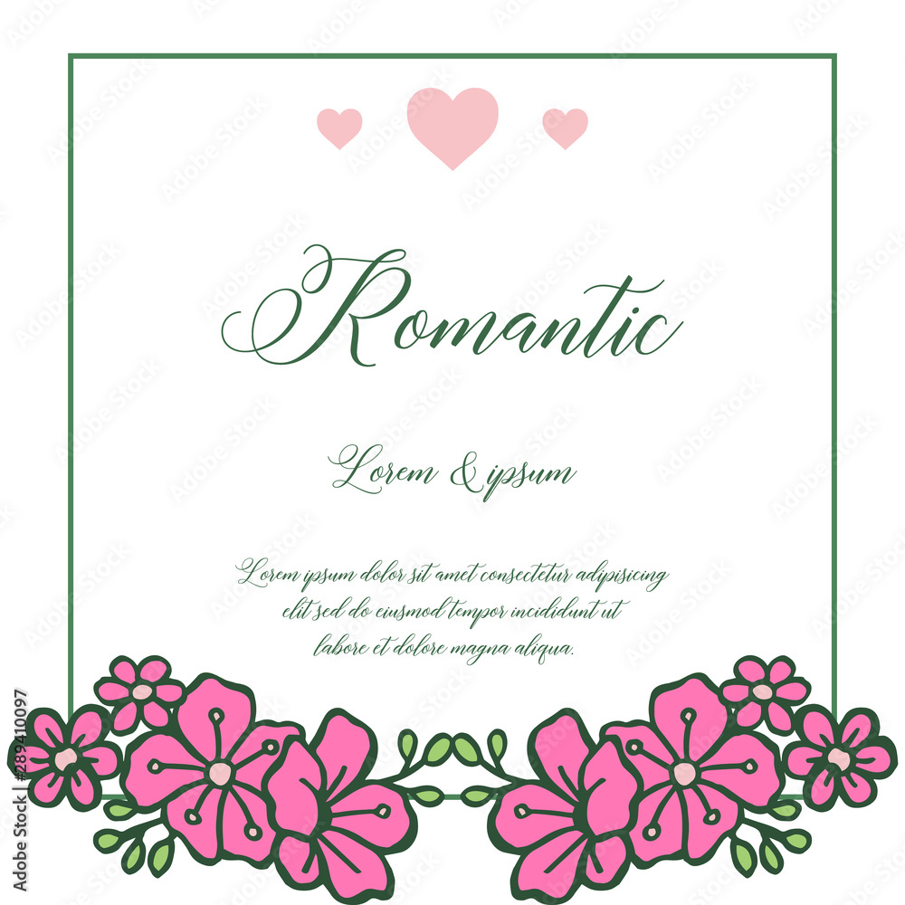 Abstract card romantic background, with pattern of pink flower frame elegant. Vector