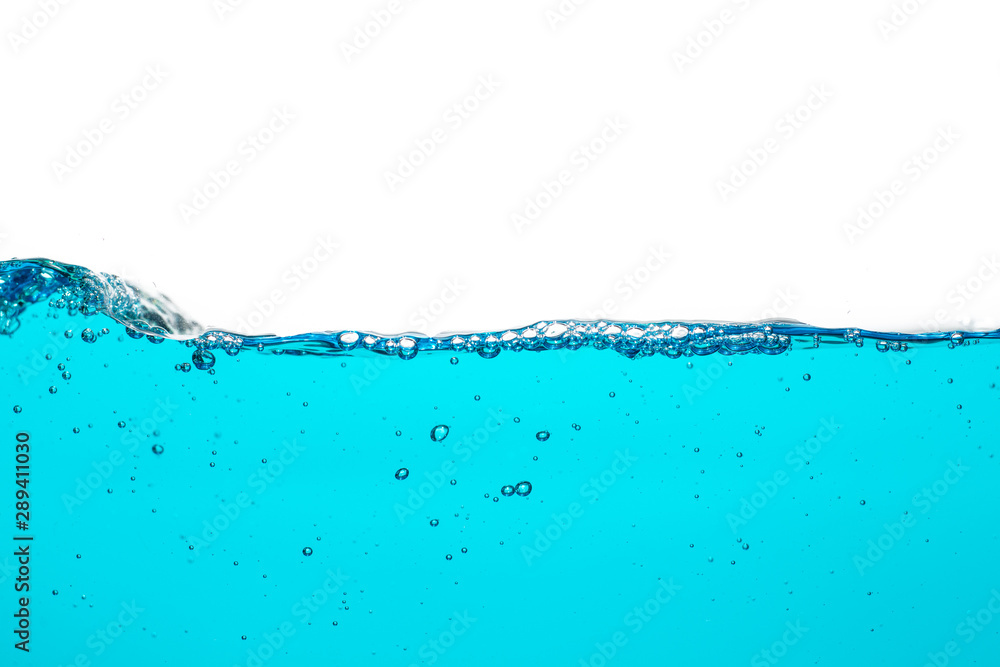 Surface of blue water with air bubble Surface of blue water with air bubble