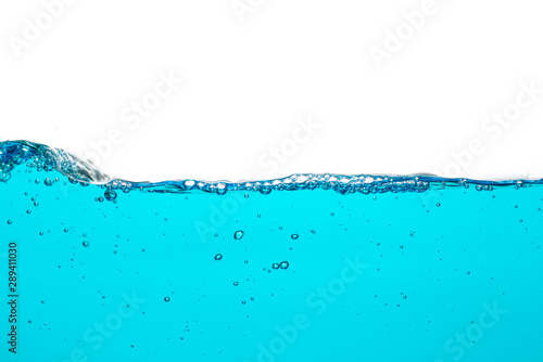 Surface of blue water with air bubble