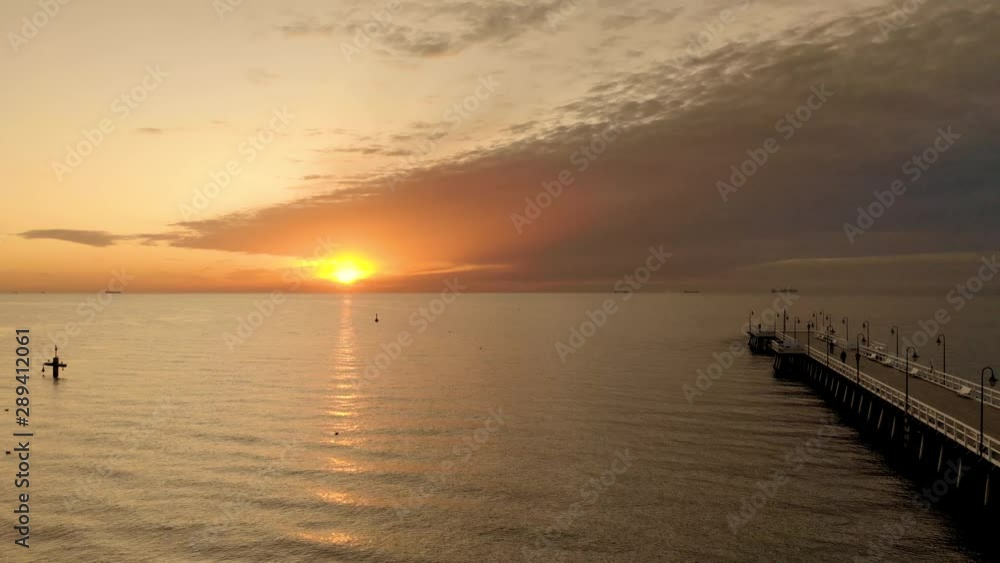 Beautiful sunrise on the seside. Empty space early morning. Aerial footage by drone on 4k Beautiful sunrise on the seside. Empty space early morning. Aerial footage by drone on 4k