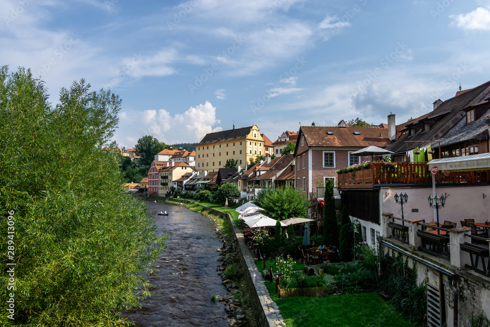 cesky krumlov town and river