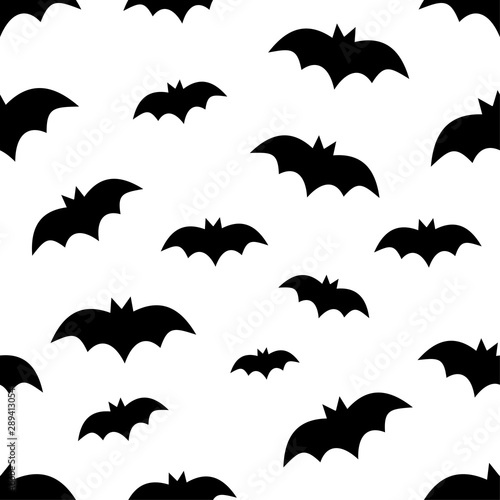 Fototapeta Naklejka Na Ścianę i Meble -  halloween helloween bat skull seamless pattern illustration vector