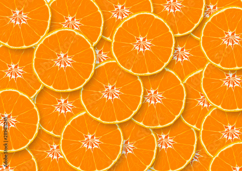 Pile of sliced orange fruits texture abstract background vector illustration