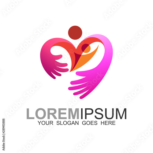 family love care, charity and foundation logo vector, medical icon, valentine logo, hug icon