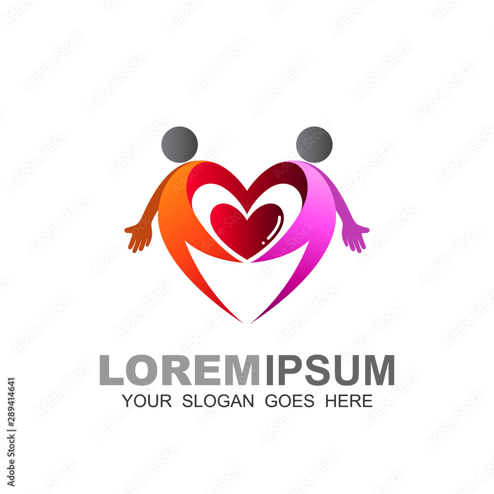 People and Family logo, people logo with couple icon, love logo template People and Family logo, people logo with couple icon, love logo template