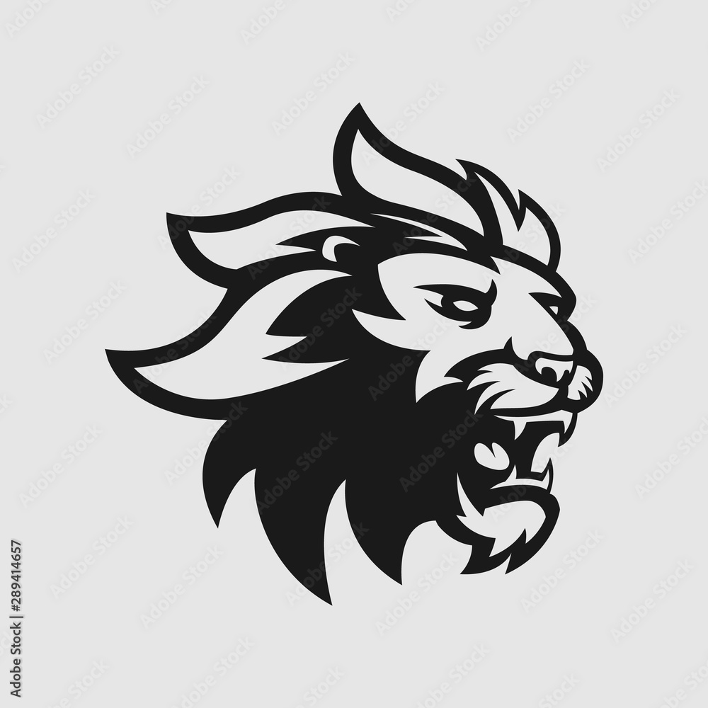 Obraz premium Lion head logo gaming esport in black and white