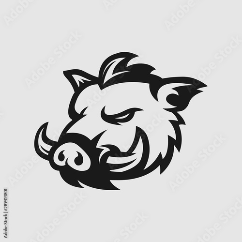 boar head logo gaming esport in black and white