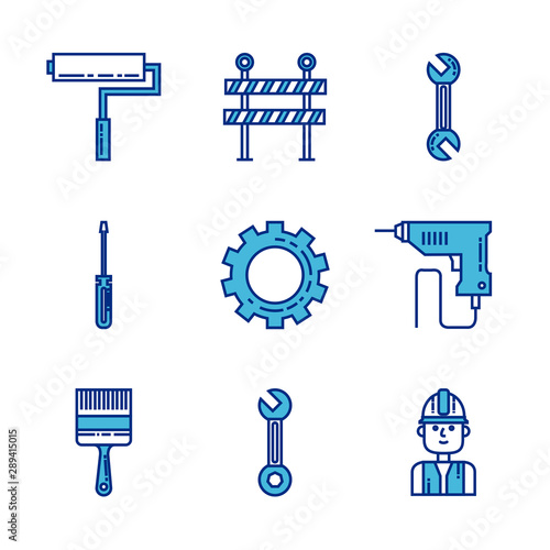 set of mechanic tool to industrial build construction