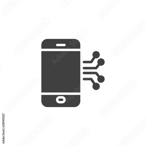 Mobile phone circuit vector icon. filled flat sign for mobile concept and web design. Smartphone repair glyph icon. Symbol, logo illustration. Vector graphics