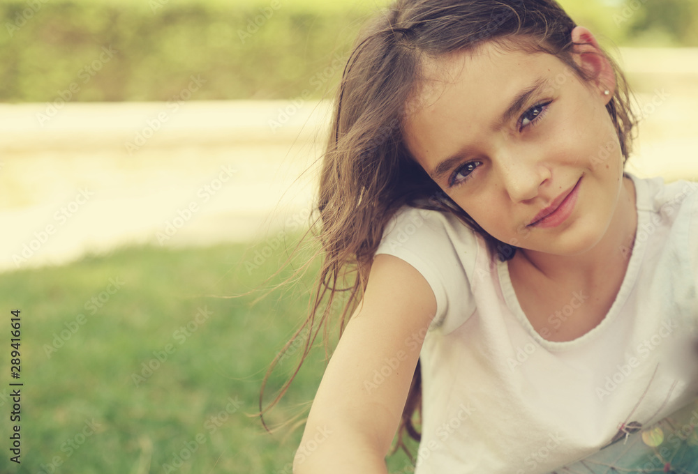 Outdoor close up portrait of teen 12 years old girl Outdoor close up portrait of teen 12 years old girl