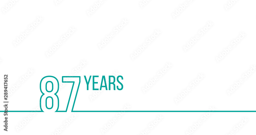 87 years anniversary or birthday. Linear outline graphics. Can be used for printing materials, brouchures, covers, reports. Stock Vector illustration isolated on white background 87 years anniversary or birthday. Linear outline graphics. Can be used for printing materials, brouchures, covers, reports. Stock Vector illustration isolated on white background