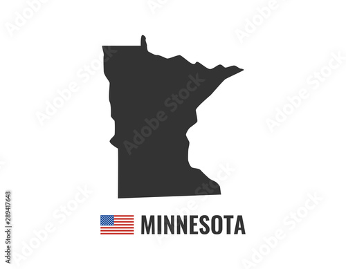 Minnesota map isolated on white background silhouette. Minnesota USA state. American flag. Vector illustration.