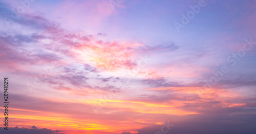 World environment day concept: Dramatic autumn sunset with twilight color sky and clouds background