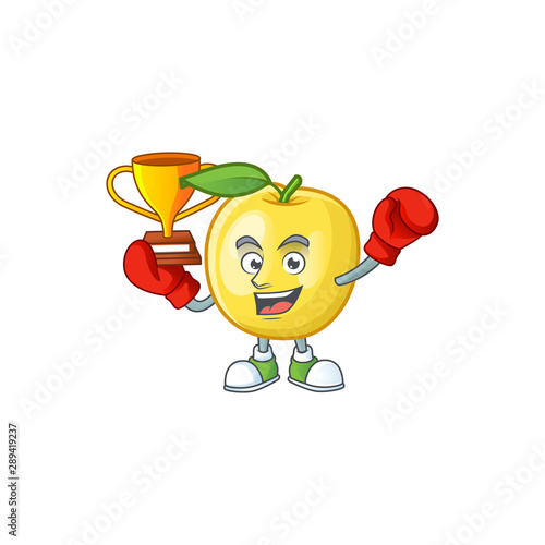Boxing winner shape golden apple fruits for character mascot