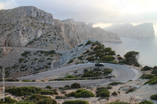 Road to lighthouse on Cap Formentor, West Coast, Mallorca, Spain
