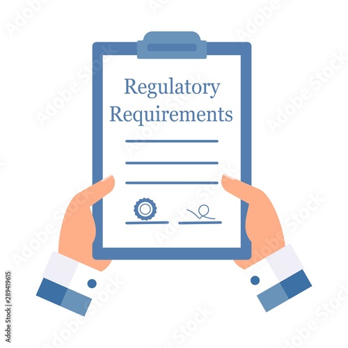 Regulatory requirements. Business document. Vector image on a white background.