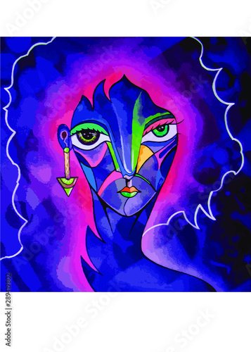 Rostro cubista de mujer